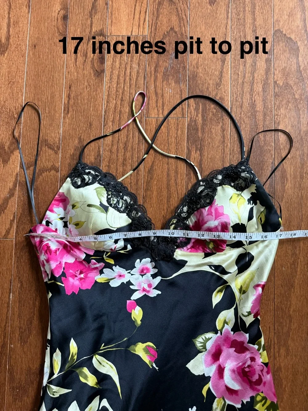 Mary L Couture Black Floral Slip Dress with Pink & Cream Accents 100% Silk - Picture 10 of 12